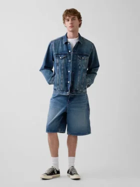 10,5 inç Bol Kesim Denim Marangoz Şortu