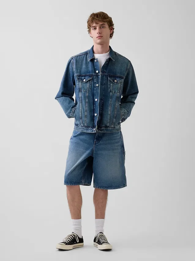 10,5 inç Bol Kesim Denim Marangoz Şortu