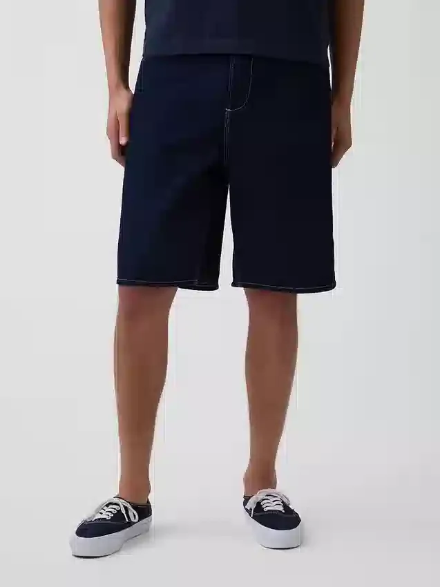 10,5 inç Bol Kesim Denim Marangoz Şortu