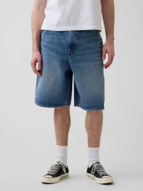 10,5 inç Bol Kesim Denim Marangoz Şortu