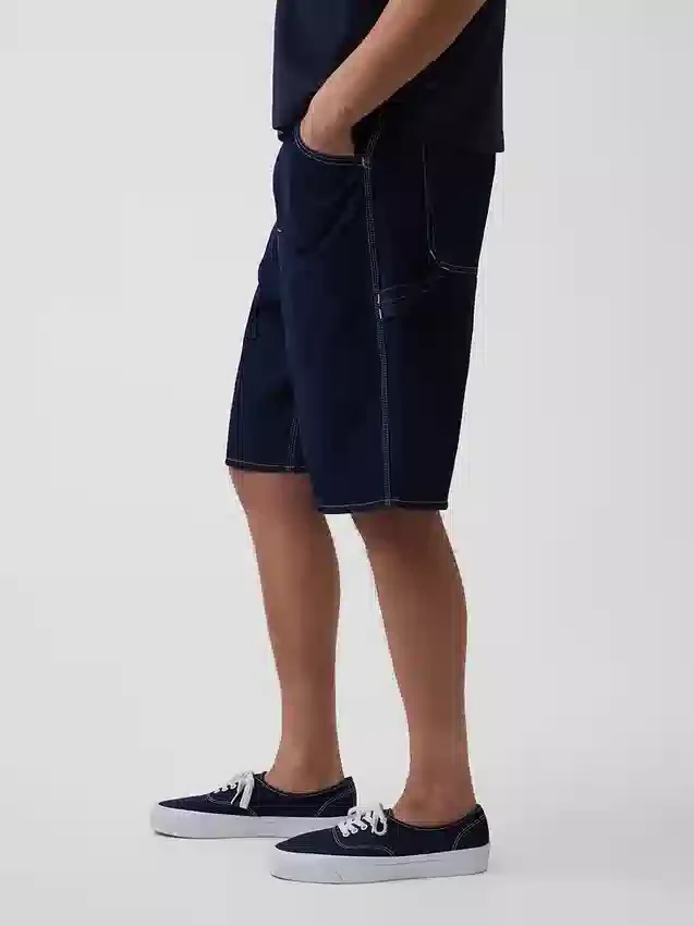 10,5 inç Bol Kesim Denim Marangoz Şortu