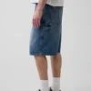 10,5 inç Bol Kesim Denim Marangoz Şortu