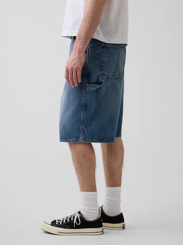 10,5 inç Bol Kesim Denim Marangoz Şortu