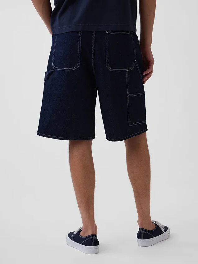 10,5 inç Bol Kesim Denim Marangoz Şortu