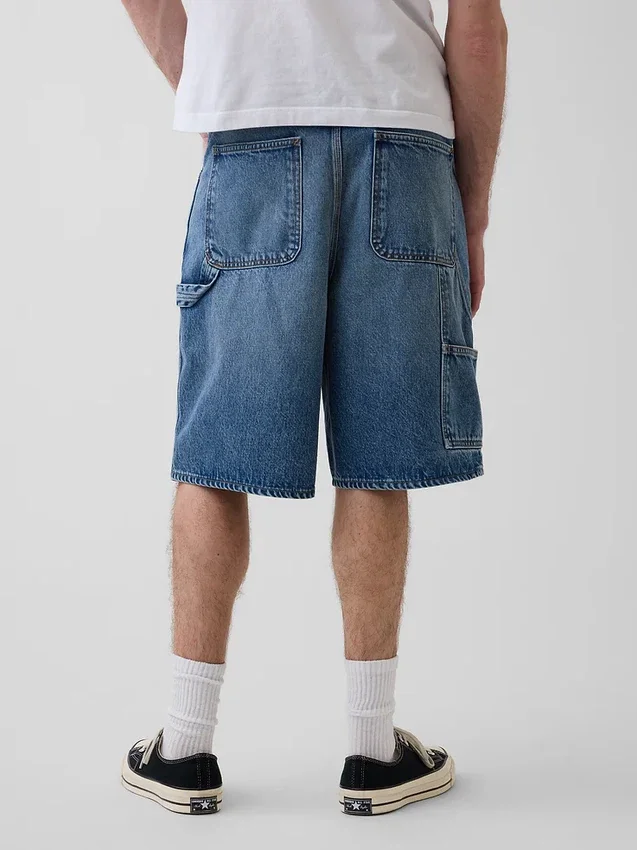 10,5 inç Bol Kesim Denim Marangoz Şortu
