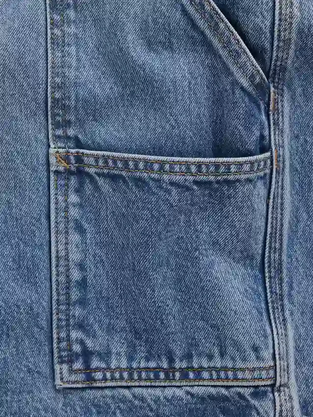 10,5 inç Bol Kesim Denim Marangoz Şortu