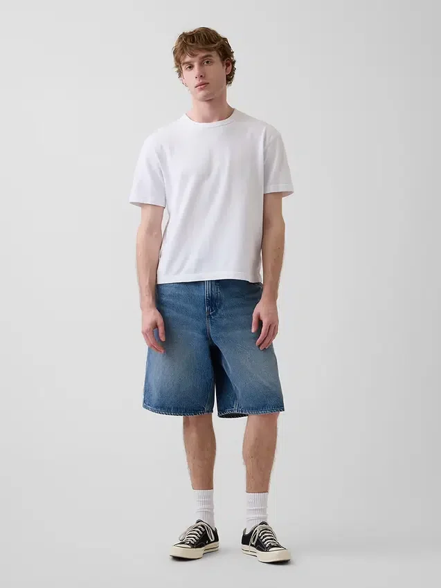 10,5 inç Bol Kesim Denim Marangoz Şortu