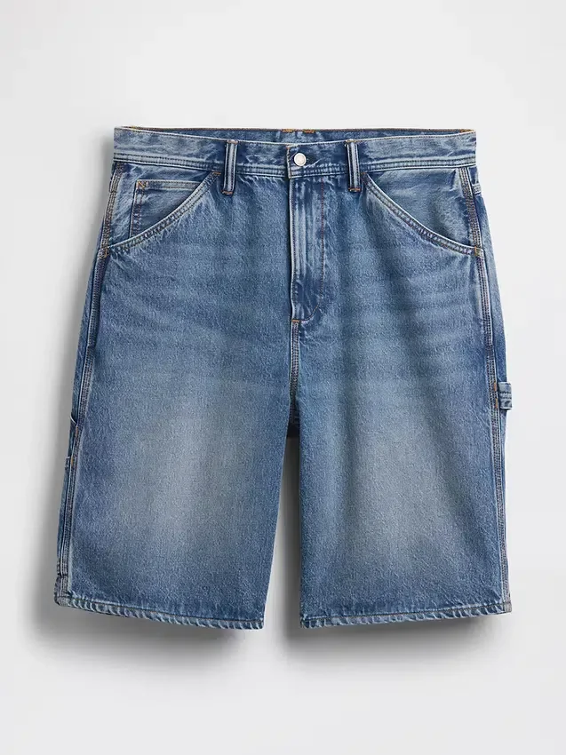 10,5 inç Bol Kesim Denim Marangoz Şortu