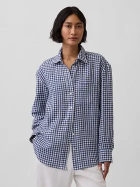 %100 Keten Oversized Gömlek