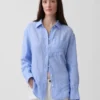 %100 Keten Oversized Gömlek