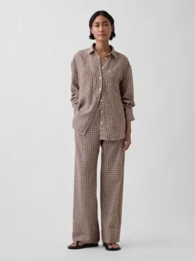 %100 Keten Oversized Gömlek