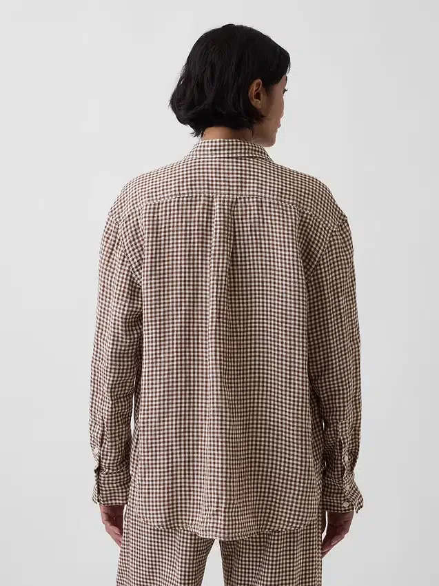 %100 Keten Oversized Gömlek