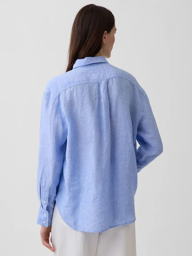 %100 Keten Oversized Gömlek