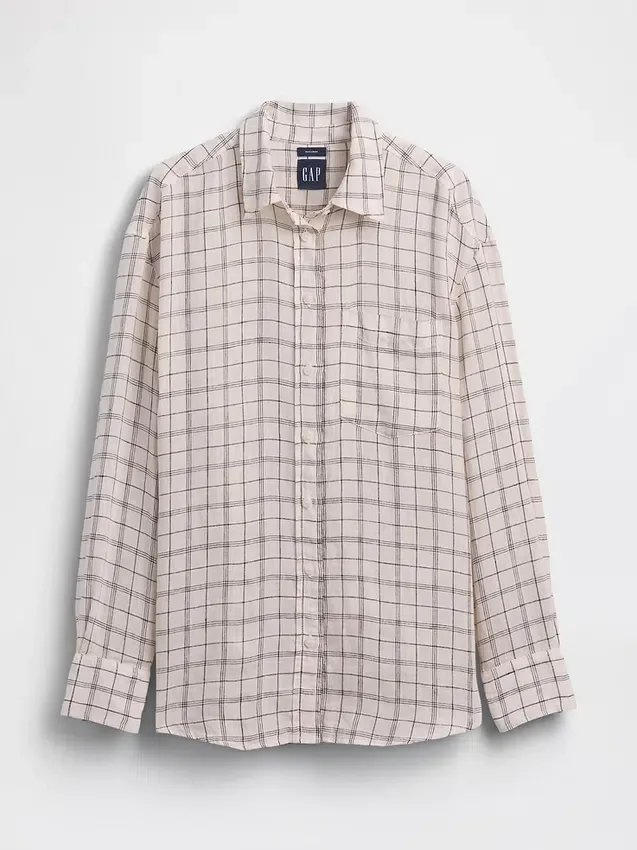%100 Keten Oversized Gömlek