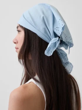 %100 Pamuk Delikli Bandana Atkı