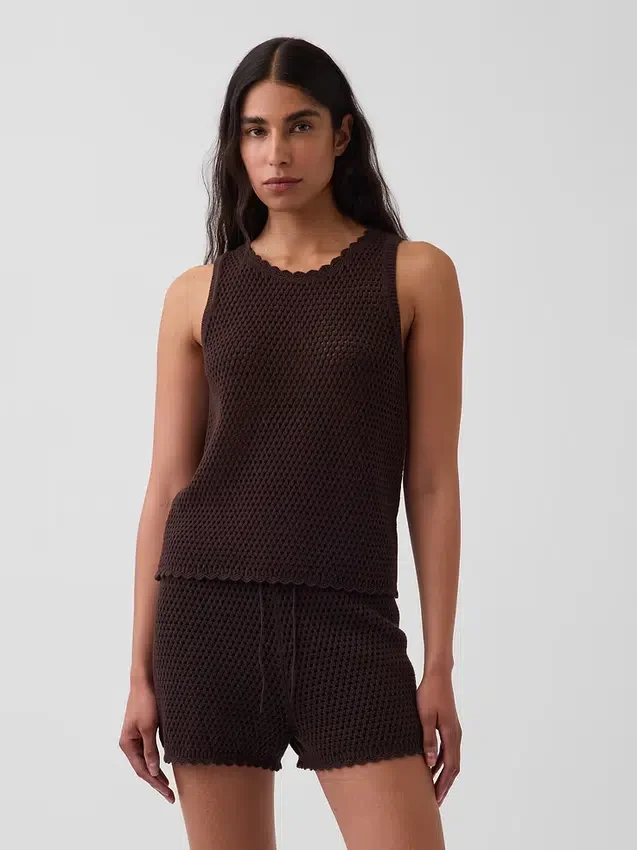 %100 Pamuk Kroşe Tank Top