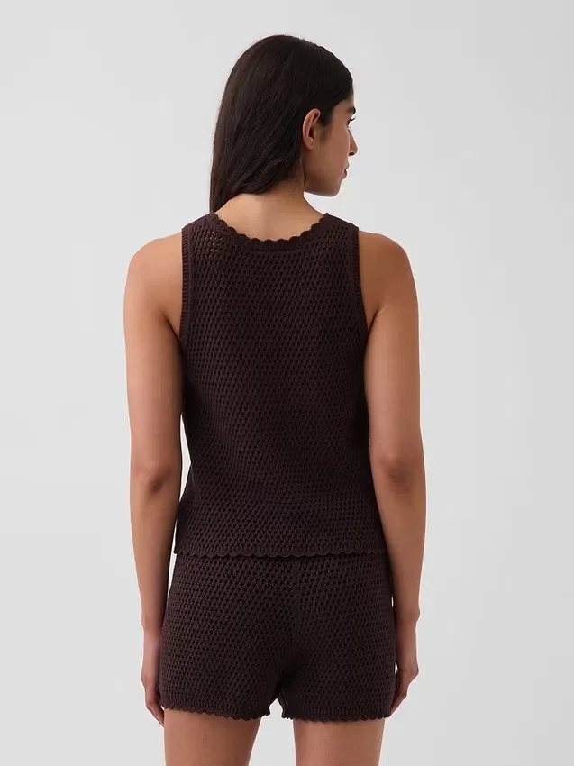 %100 Pamuk Kroşe Tank Top