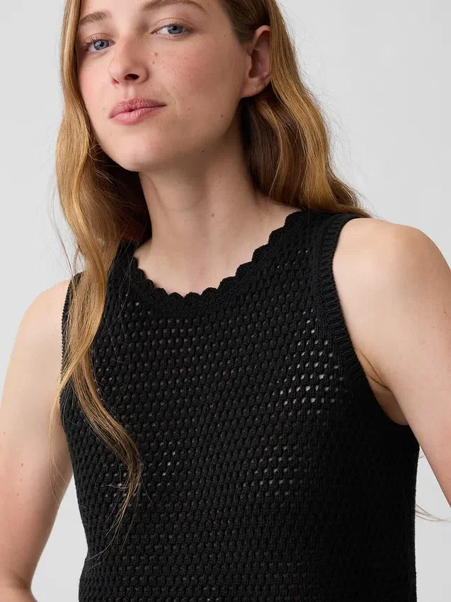 %100 Pamuk Kroşe Tank Top