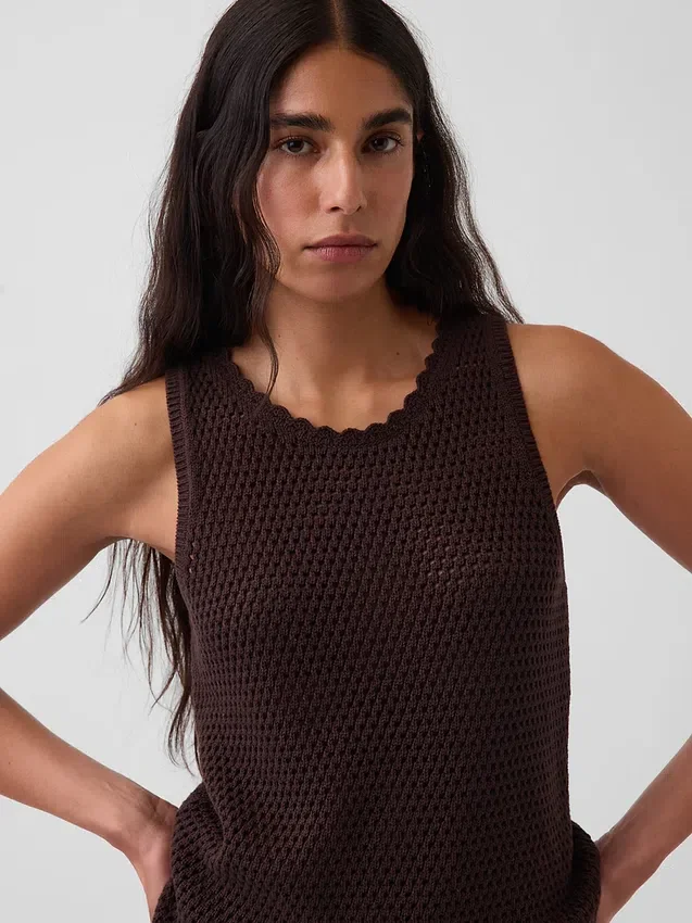 %100 Pamuk Kroşe Tank Top