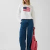 %100 Pamuk Oversized Americana Kısa Kazak
