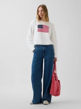 %100 Pamuk Oversized Americana Kısa Kazak
