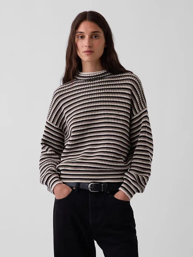 %100 Pamuk Oversized Balıkçı Yaka Kazak