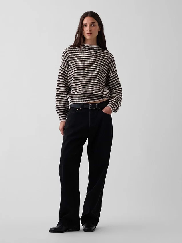 %100 Pamuk Oversized Balıkçı Yaka Kazak