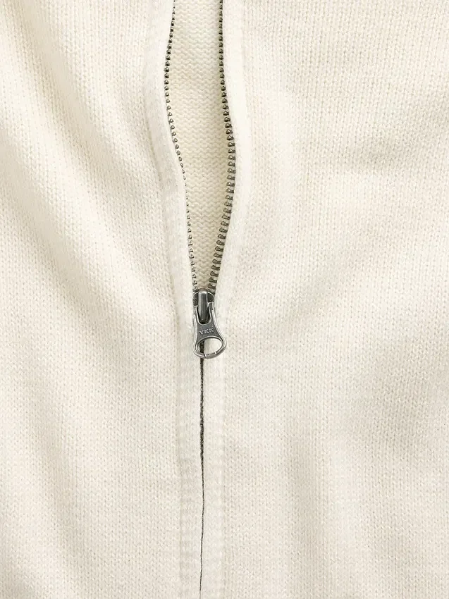 %100 Pamuklu Bol Kesim Fermuarlı Kazak Kapüşonlu Sweatshirt