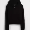 %100 Pamuklu Bol Kesim Fermuarlı Kazak Kapüşonlu Sweatshirt