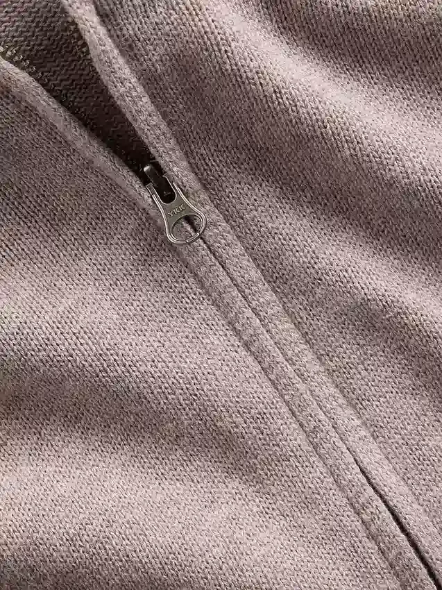 %100 Pamuklu Bol Kesim Fermuarlı Kazak Kapüşonlu Sweatshirt