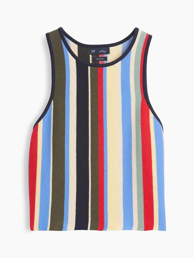 %100 Pamuklu Çizgili Halter Kazak