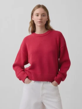 %100 Pamuklu Oversized Kısa Kazak