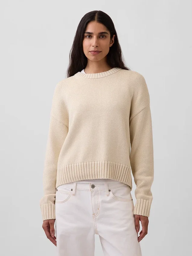 %100 Pamuklu Oversized Kısa Kazak