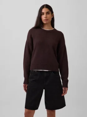 %100 Pamuklu Oversized Kısa Kazak