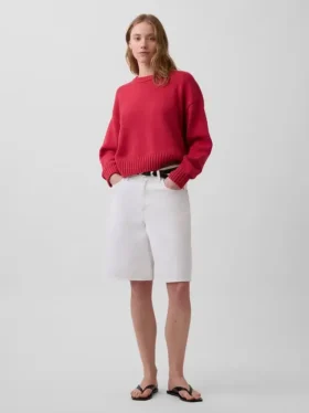 %100 Pamuklu Oversized Kısa Kazak
