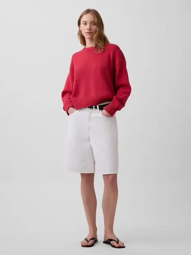 %100 Pamuklu Oversized Kısa Kazak