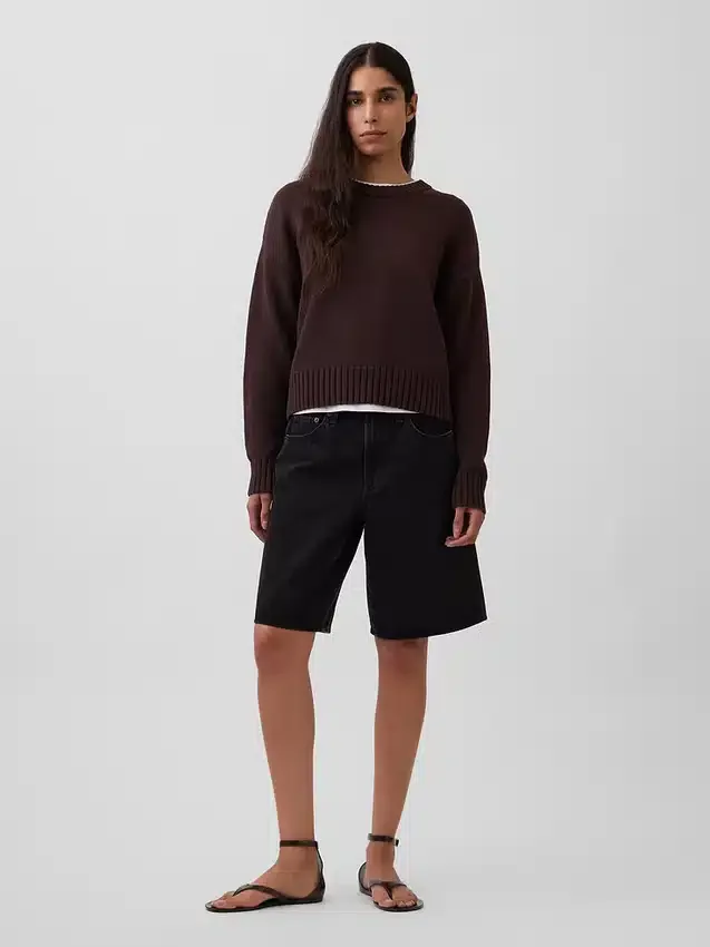 %100 Pamuklu Oversized Kısa Kazak