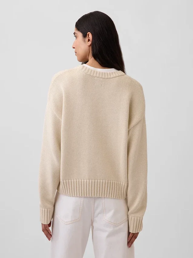 %100 Pamuklu Oversized Kısa Kazak