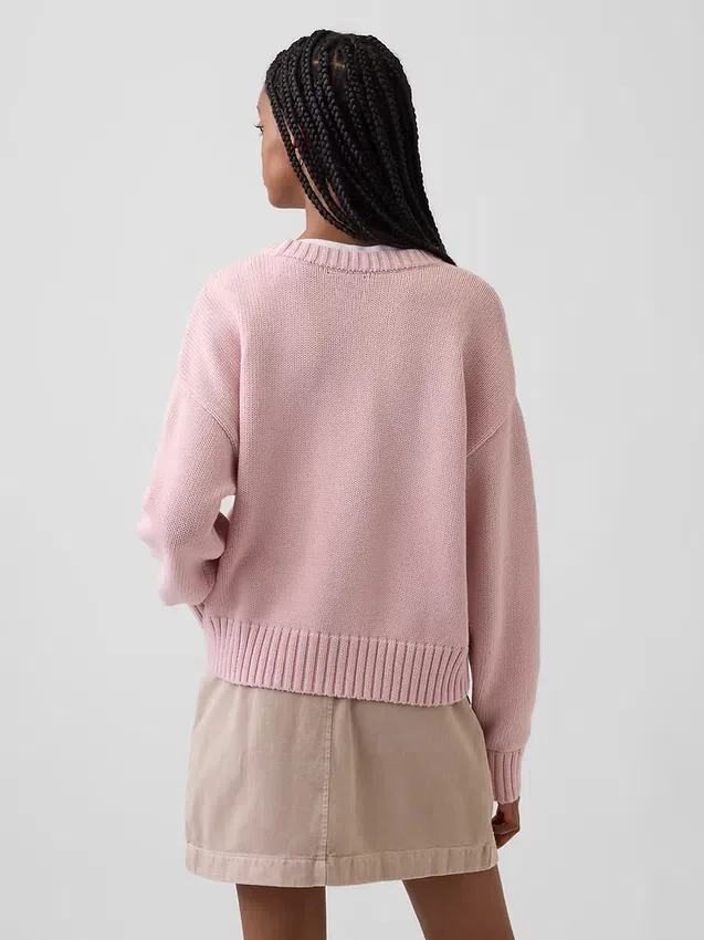 %100 Pamuklu Oversized Kısa Kazak