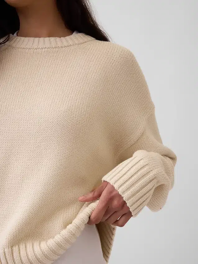 %100 Pamuklu Oversized Kısa Kazak