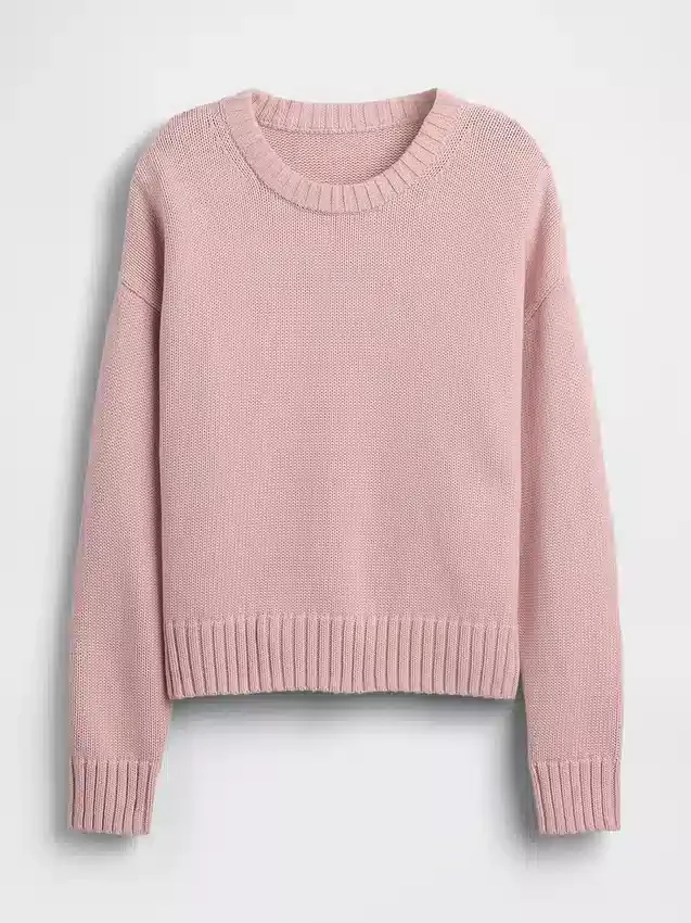 %100 Pamuklu Oversized Kısa Kazak