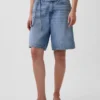 11" Orta Bel Mikro Kemerli Uzun Denim Şortlar