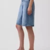 11" Orta Bel Mikro Kemerli Uzun Denim Şortlar