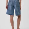 11" Orta Bel Mikro Kemerli Uzun Denim Şortlar
