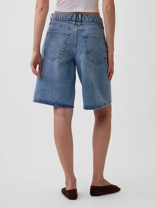 11" Orta Bel Mikro Kemerli Uzun Denim Şortlar