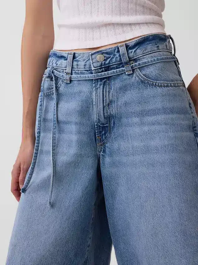 11" Orta Bel Mikro Kemerli Uzun Denim Şortlar