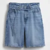 11" Orta Bel Mikro Kemerli Uzun Denim Şortlar