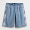 11" Orta Bel, Ultra Yumuşak, Easy Stripe Uzun Kesim Denim Şortlar