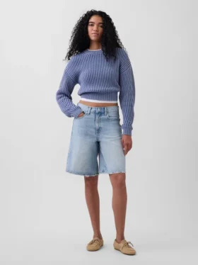 11" Orta Bel Uzun Kesim Denim Şortlar