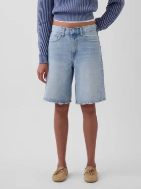 11″ Orta Bel Uzun Kesim Denim Şortlar